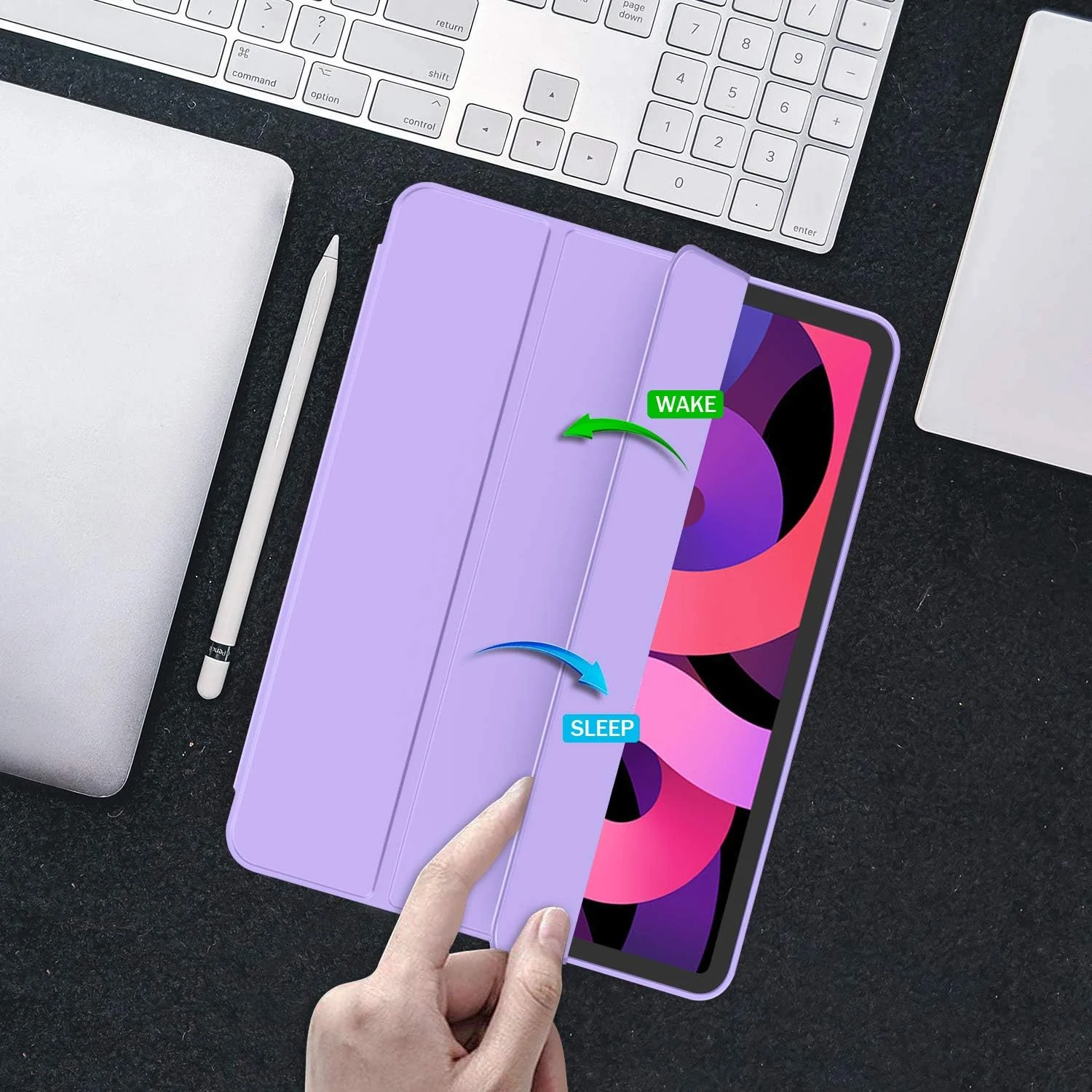 DL3 Mobilak iPad Air 11-Inch M2 (2024), iPad Air 5/4 (2022/2020 5th/4th 10.9-Inch) Case with Pencil Holder Full Body Protection + Charging Support Compatible with Apple Pencil (2nd - Light Purple