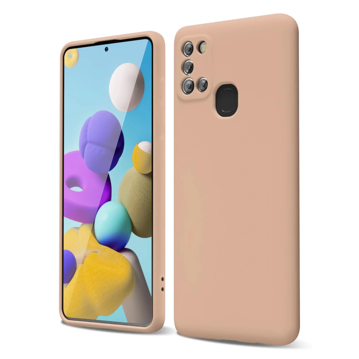 DL3 Mobilak Soft Silicone Gel Bumper Case for Samsung Galaxy A21s - Light Orange