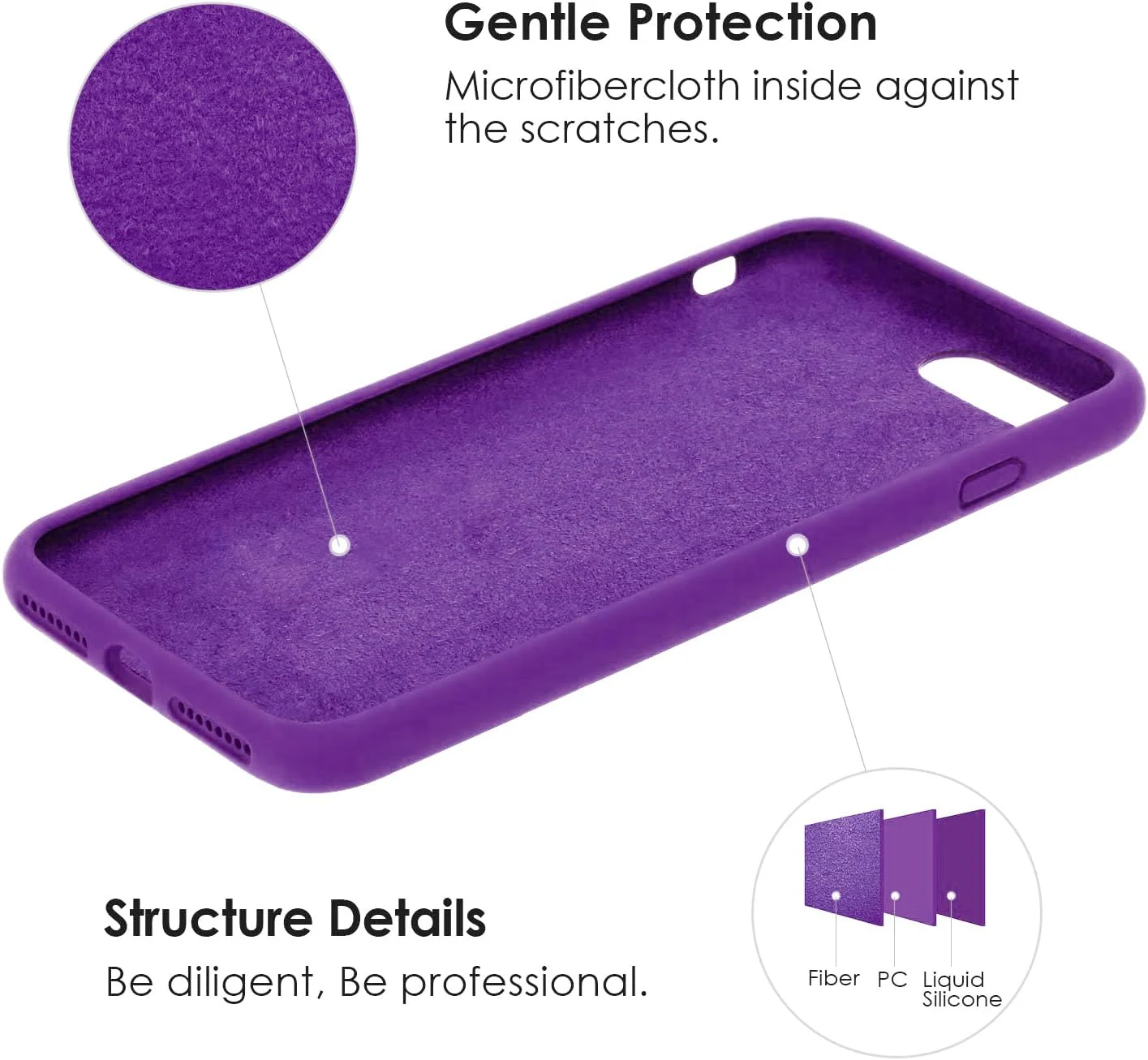 DL3 Mobilak Liquid Silicone Protective Case for iPhone SE 2022, SE 2020, iPhone 7, iPhone 8 with Camera Protection and Microfiber Lining - Purple