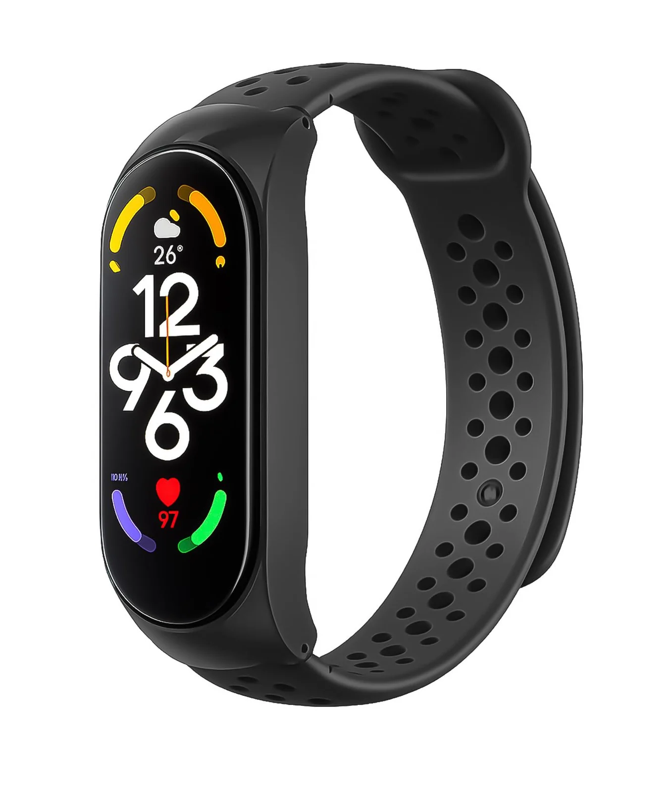 DL3 Mobilak Xiaomi Mi Band 10/9 / 8 Protective Sport Band with Case, Soft Silicone Strap with Built-in Cover, Breathable Vent Holes For For Xiaomi Smart Band 10/9/8 - Black