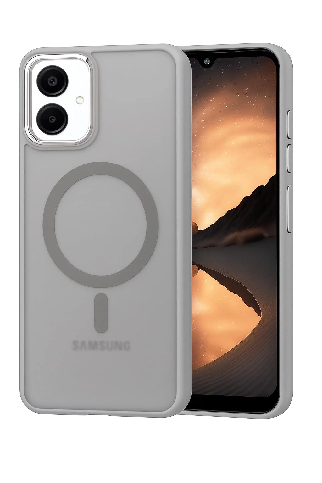 DL3 Mobilak Dl3 Mobailk Samsung Galaxy A06 Case - Slim & Lightweight Frosted Cover with Decorative Ring (Non-Magnetic, Not Compatible With MagSafe), Shockproof, Anti-Scratch, Full Protection - Grey - Gray