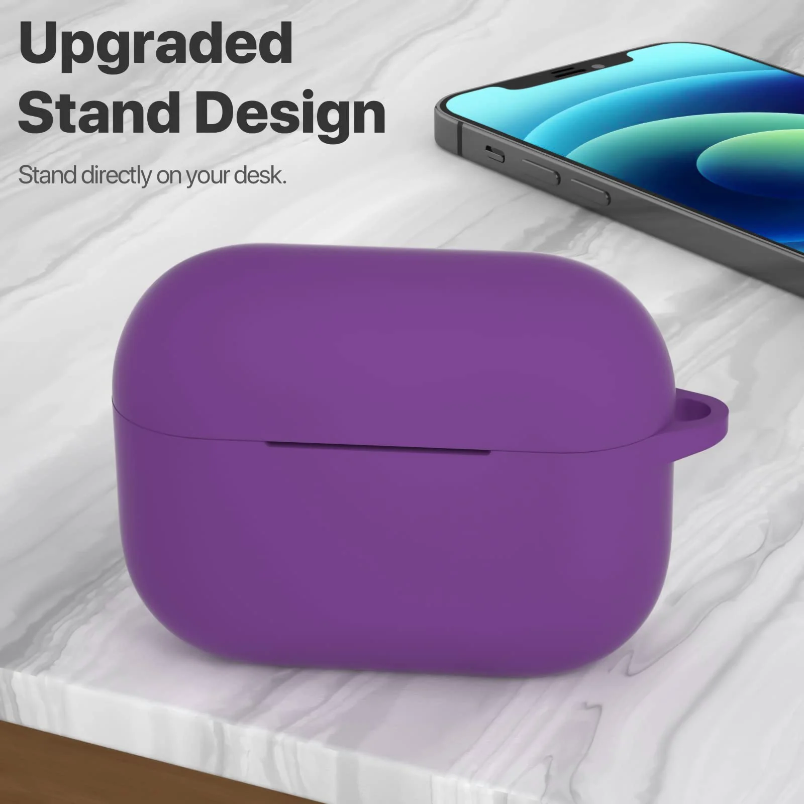 DL3 Mobilak Compatible with AirPods Pro 2nd Generation Case Cover, Protective Silicone Skin with Keychain for Women Men for Apple AirPods Pro Gen 2 (2022), Front LED Visible - Purple