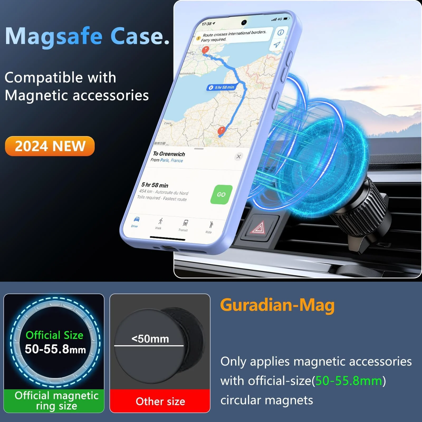 DL3 Mobilak Clear MagSafe-Compatible Magnetic Case for Samsung Galaxy A25 5G with Camera Protection and Magnetic Car-Mount Support - Sierra Blue