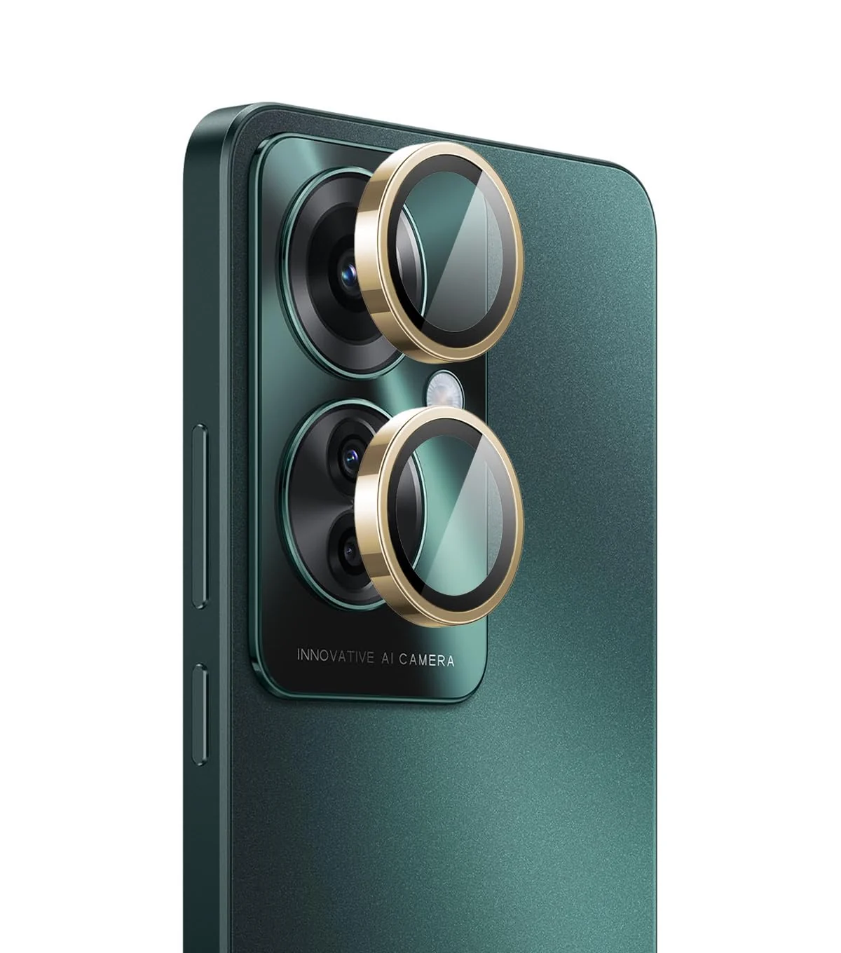 DL3 Mobilak Camera Lens Protector for OPPO Reno 11F/Reno11 F 5G Accessories, 9H Tempered Glass Metal Individual Ring Camera Cover Screen Protector, Case Friendly, Anti Scratch - Gold