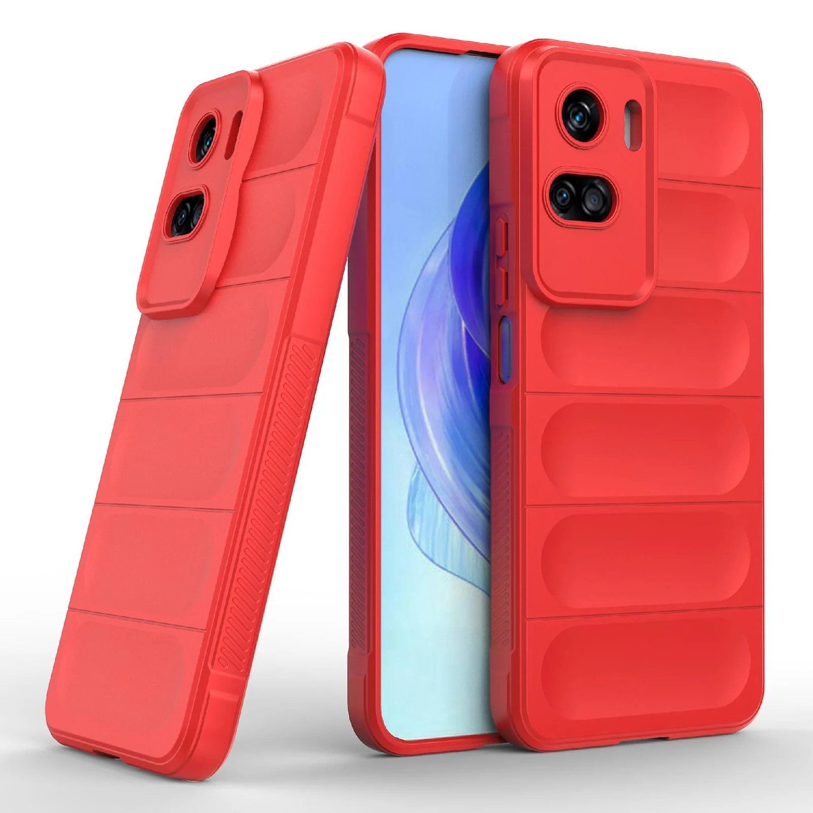 DL3 Mobilak Soft Silicone Protective Case for Honor 90 Lite with Camera Protection and Shockproof Design - Red