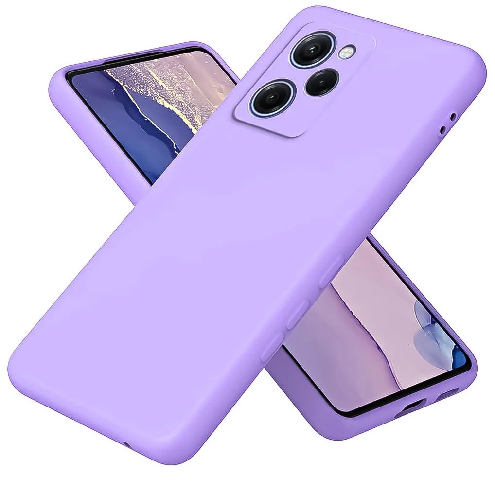 DL3 Mobilak Soft Silicone Protective Case for POCO X5 Pro 5G with Microfiber Lining and Shockproof Design - Lavender