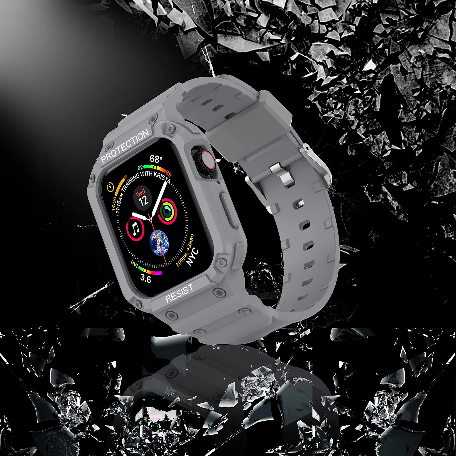 DL3 Mobilak Compatible With Apple Watch Band Ultra 2/1 49mm with Bumper Case, Rugged Men Bands for iWatch Ultra 2 / Ultra 49 mm, Sport Military Protector Drop-proof Shockproof - Gray