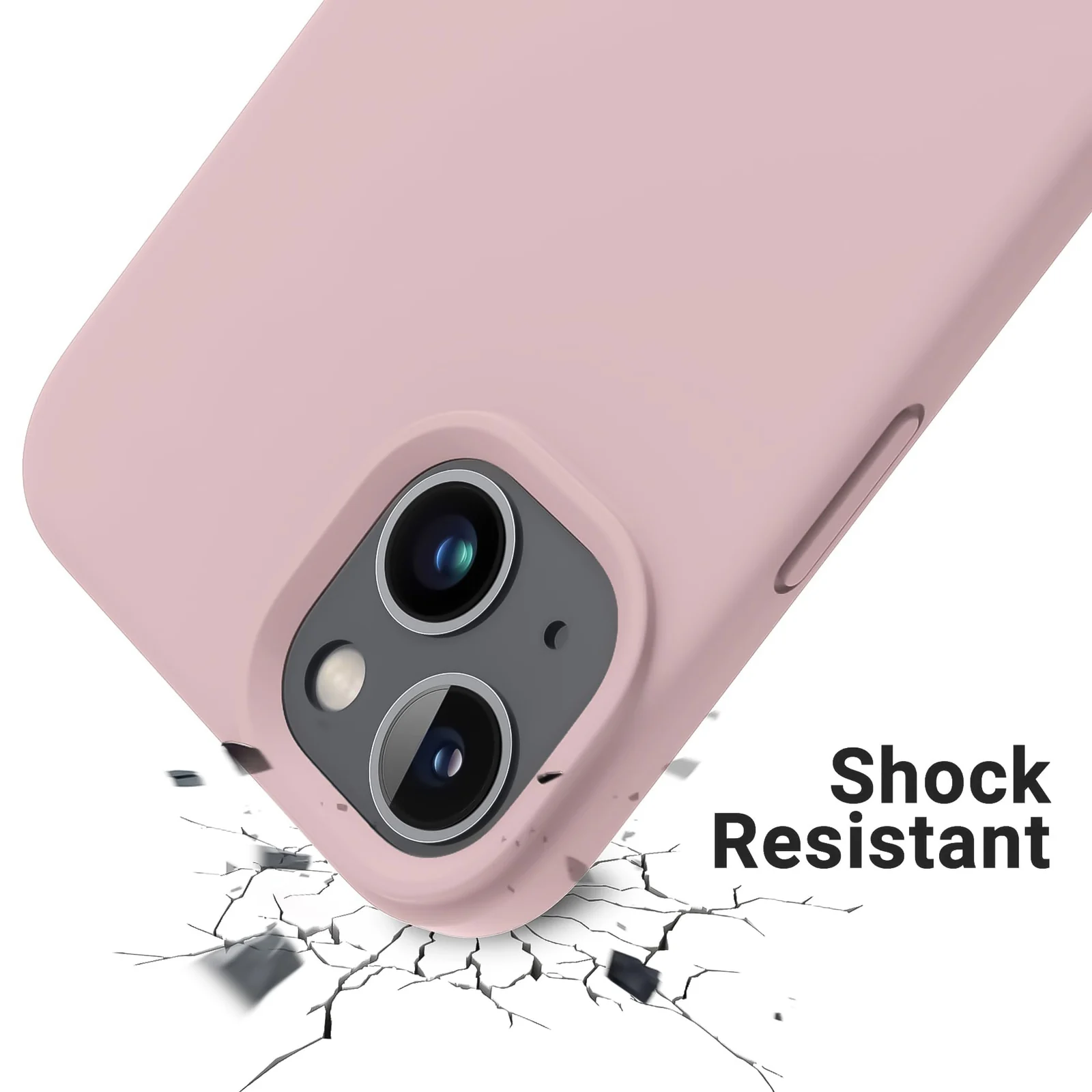 DL3 Mobilak Liquid Silicone Protective Case for iPhone 13 / iPhone 14 with Camera Protection and Microfiber Lining - Pink Sand 3