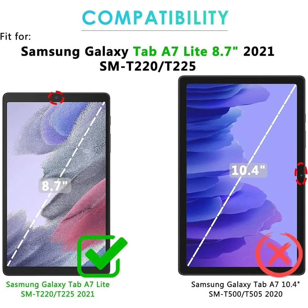 DL3 Mobilak Protective Cover for Samsung Galaxy Tab A7 Lite (SM-T220/T225), 360° Rotatable Smart Stand, Leather Folio Flip Cover with Multi-Angle Viewing, Auto Wake Sleep - Blue