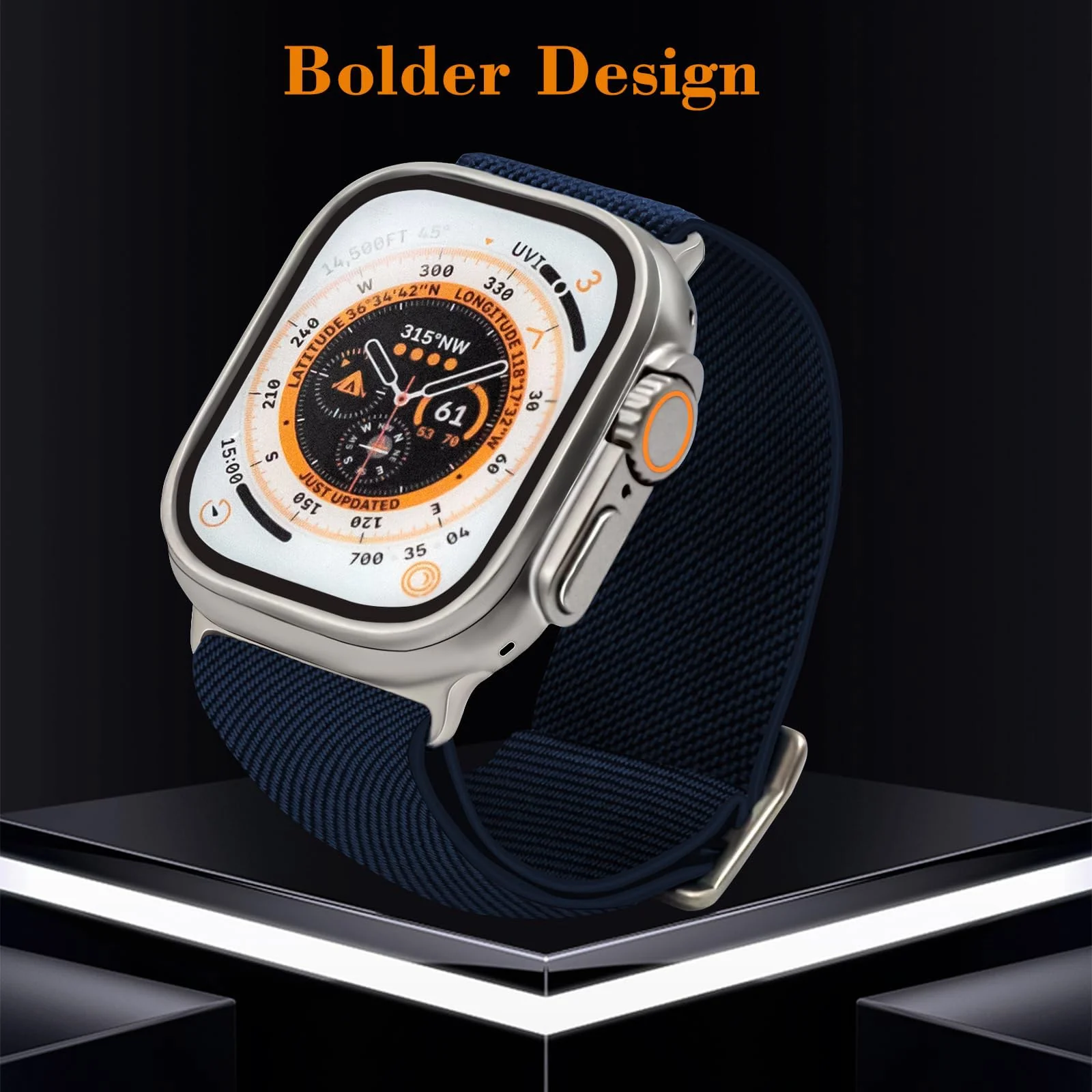 DL3 Mobilak Solo Loop Nylon Band Compatible with Apple Watch Ultra 2/Ultra Band 49mm 45mm 46mm 44mm 42mm for Men Women, Soft Fabric Braided Elastic Sport Strap for iWatch Series SE 10/9/8/7/6/5/4 - Blue