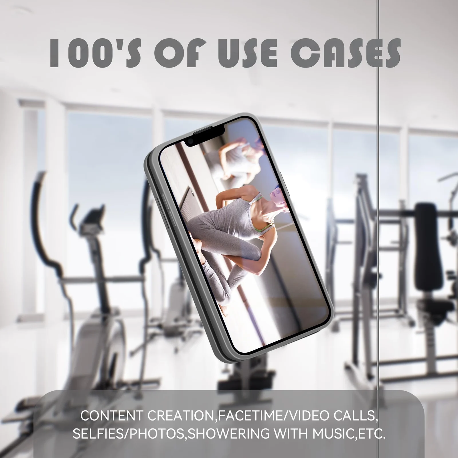DL3 MOBILAK Silicone Suction Phone Case Mount, Sillicon Adhesive Phone Accessory for iPhone and Android, Hands-Free Fidget Toy Mirror Shower Phone Strong Grip Holder, Videos and Selfies - Gray