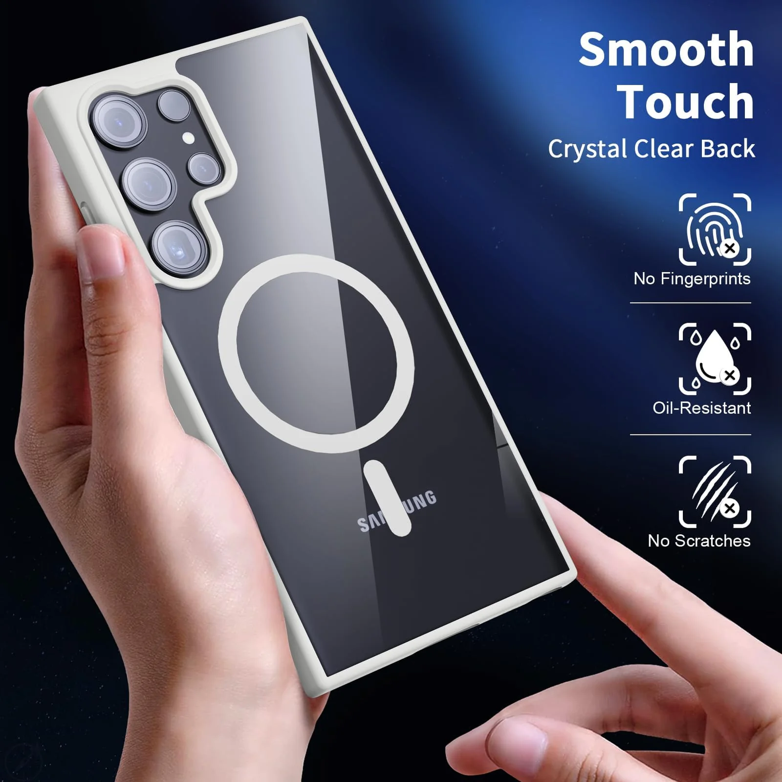 DL3 Mobilak Wallet Case with Card Slot for Samsung Galaxy S24 Ultra with Camera Protection and Magnetic Car-Mount Support - White