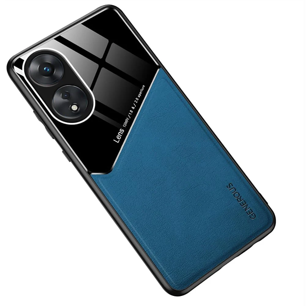 DL3 Mobilak Leather and PC Protective Case for OPPO A60 4G, Built-in magnetic car-mount support, Camera protection, Shock-absorbing protection - Blue