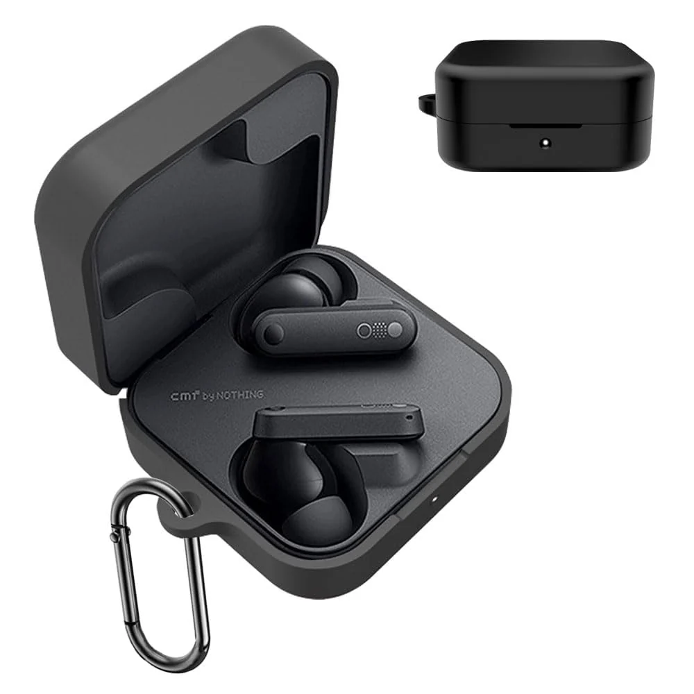 DL3 Mobilak Compatible with Nothing Buds Pro 2 Case Cover, Soft Silicone Shockproof Protective Case Wireless Earbuds with Carabiner, Front LED Visible