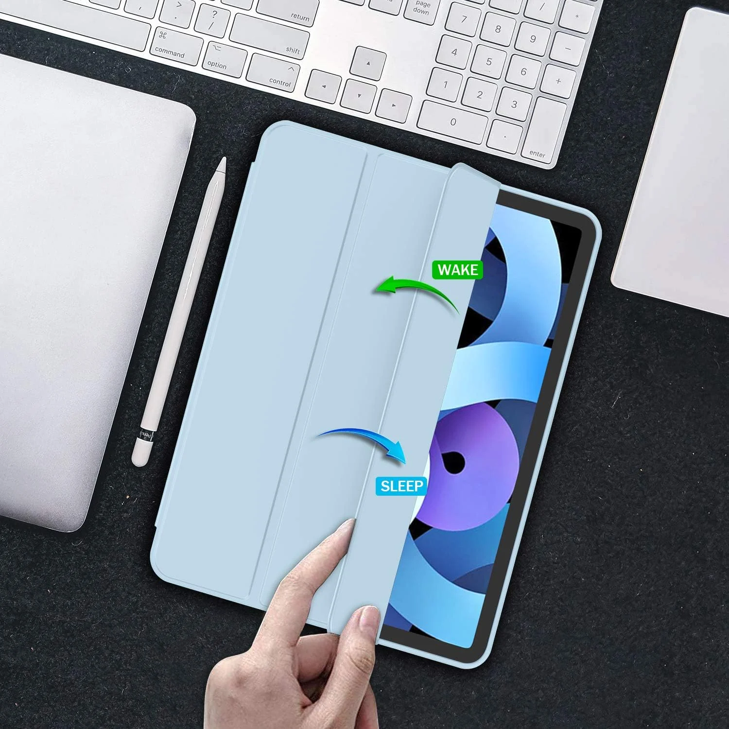 DL3 Mobilak iPad Air 11-Inch M2 (2024), iPad Air 5/4 (2022/2020 5th/4th 10.9-Inch) Case with Pencil Holder Full Body Protection + Charging Support Compatible with Apple Pencil (2nd - Sky Blue