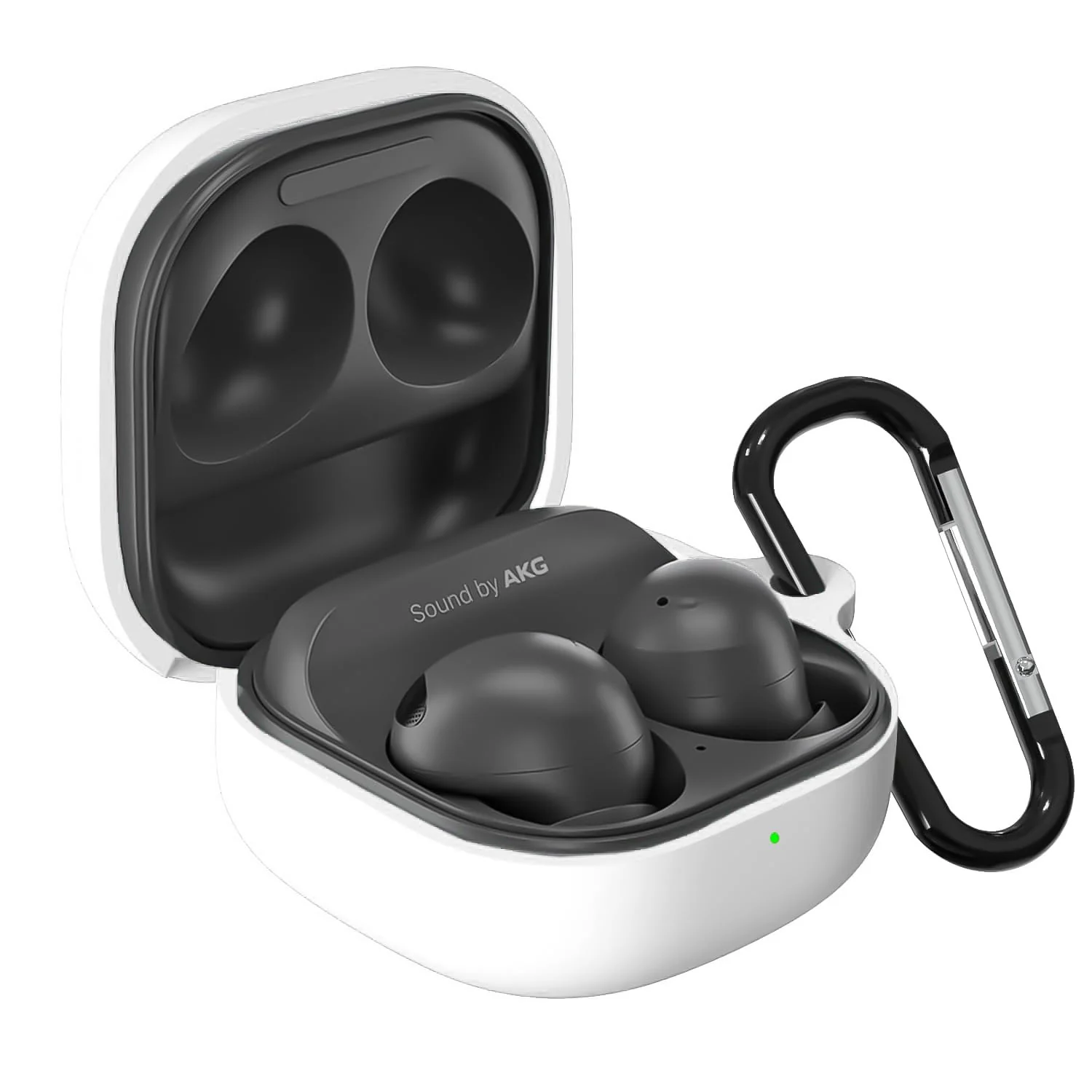 DL3 Mobilak Compatible with Samsung Galaxy Buds 2 pro/Buds 2 / Buds Pro/Galaxy Buds Live Cover, Soft Silicone Shockproof Protective Earbuds with Carabiner, Front LED Visible - White