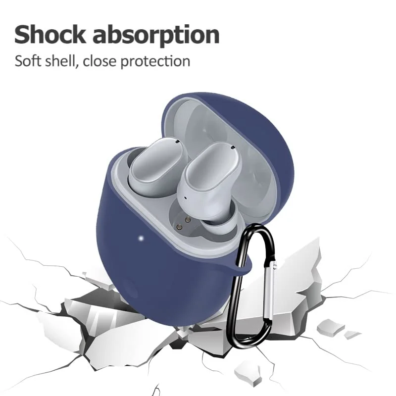 DL3 Mobilak Silicone Case Compatible withXiaomi Redmi Buds 3 Pro/Airdots 3 Pro Earbuds, Soft Silicone Protective Case Cover, Shockproof Sleeve with Carabiner - Blue