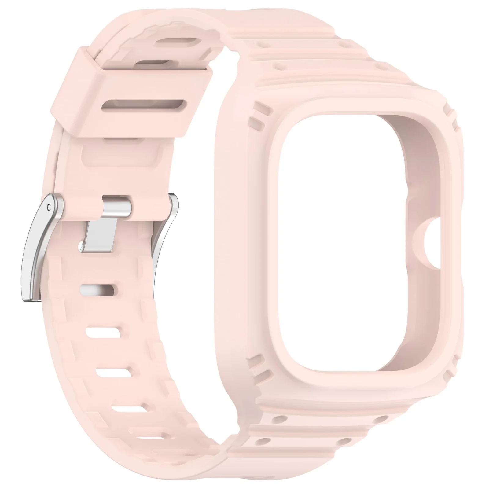 DL3 Mobilak Strap With Cover Compatible with Xiaomi Redmi Watch 4, Silicone Sport Band Replacement Watchband with Bumper Case for Redmi Watch 4, Adjustable Wristband - Pink