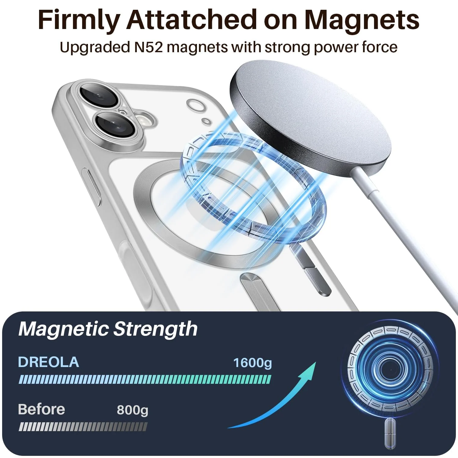 DL3 Mobilak For iPhone 17 Magnetic Case, Compatible with MagSafe, Built-in Camera Lens Protector, Luxury Plating Soft TPU Clear Shockproof Slim Thin Cover - Silver Matte