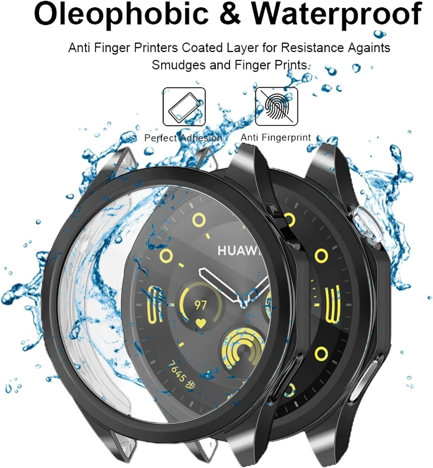 DL3 Mobilak Case Compatible with Huawei Watch GT4 46MM Case All-Around Screen Protector Watch Soft TPU Shockproof Cover Slim Guard Thin Bumper Shell Protector - Black