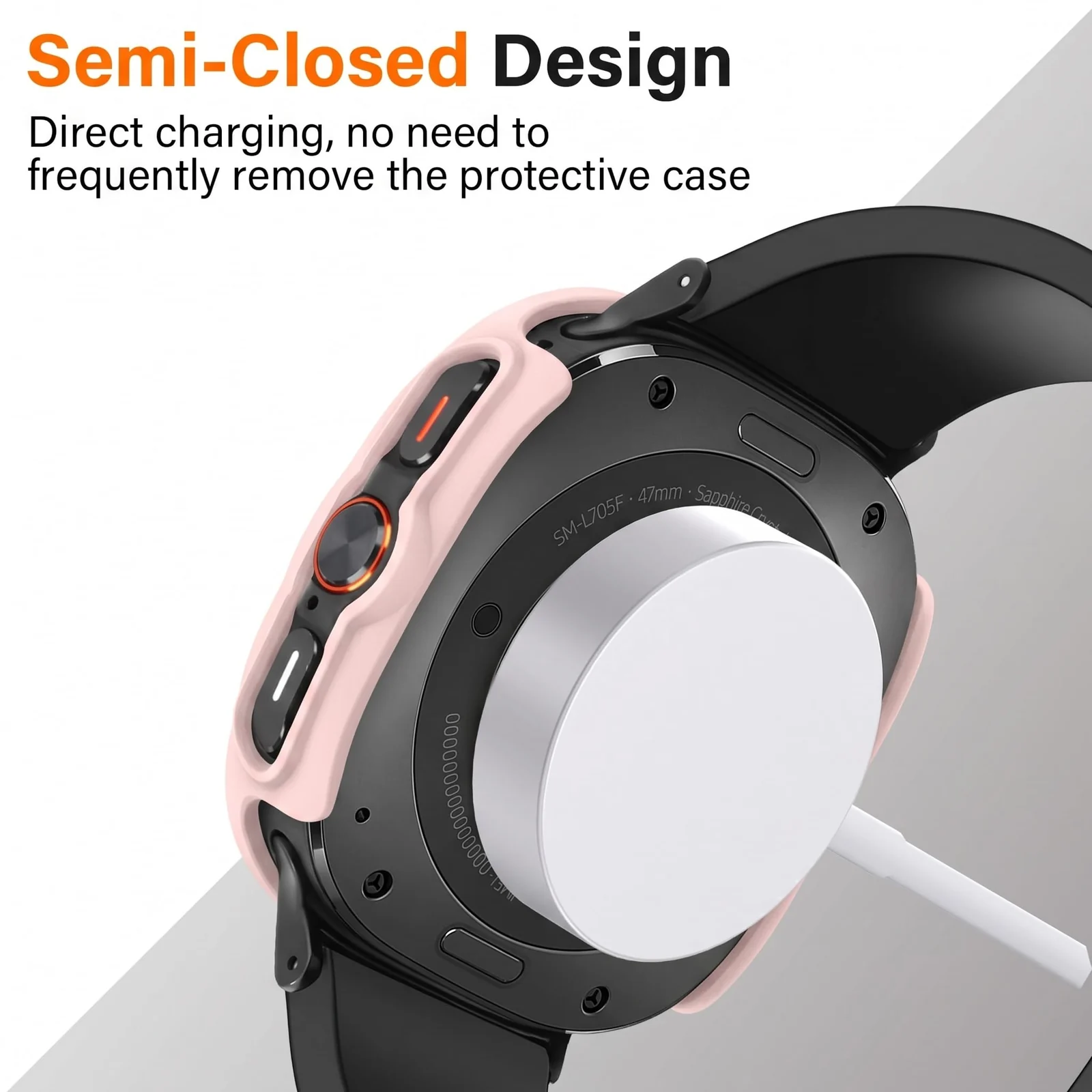 DL3 MOBILAK Full-Coverage Watch Case with Tempered Glass for Samsung Galaxy Watch Ultra 2025 / Galaxy Watch 7 Ultra 2024 47 mm, Pink