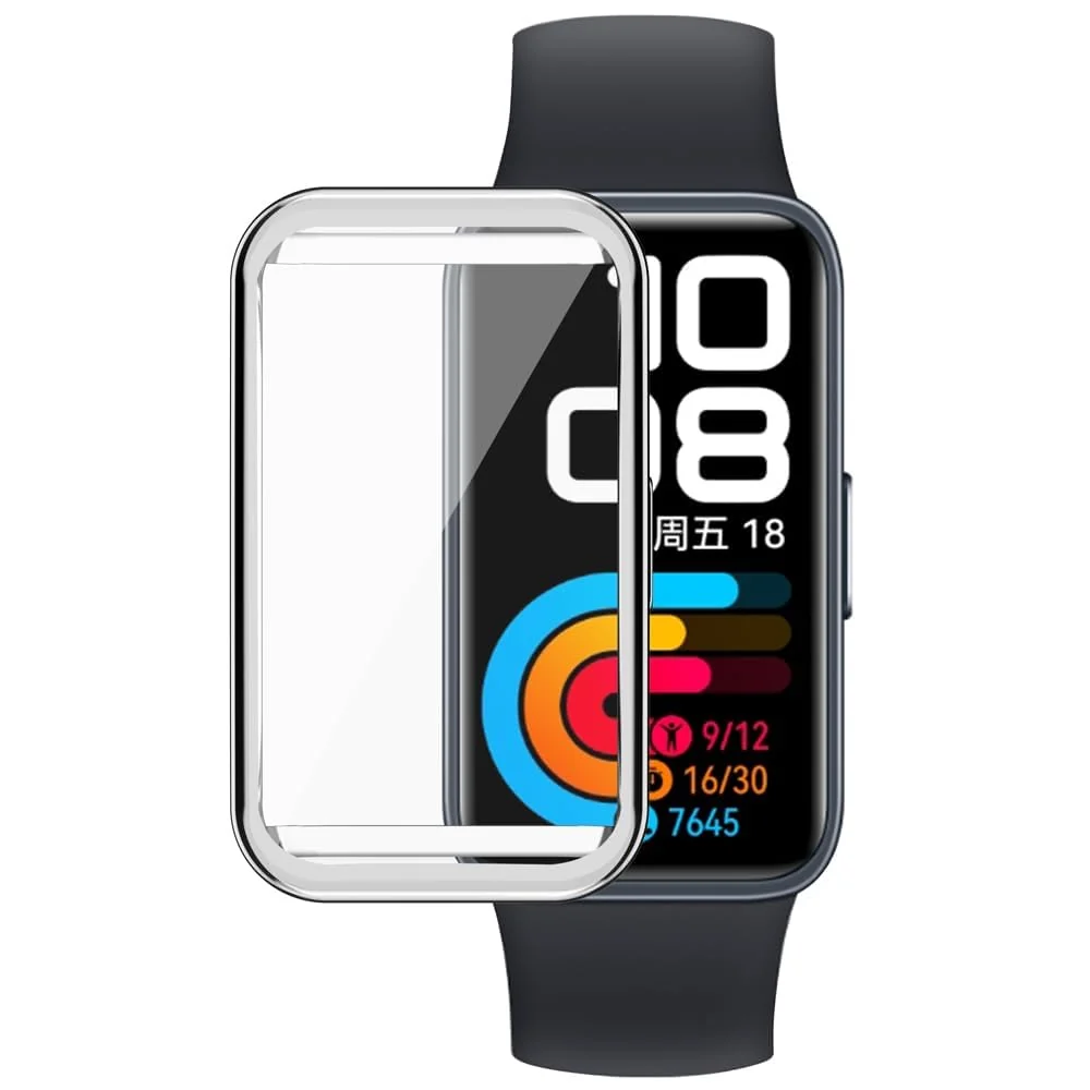 DL3 MOBILAK Case for HUAWEI Band 9 / HUAWEI Band 8 TPU Silicon All-Around Screen Protector Cover Bumper Protector Full Cover Screen Protection - Silver
