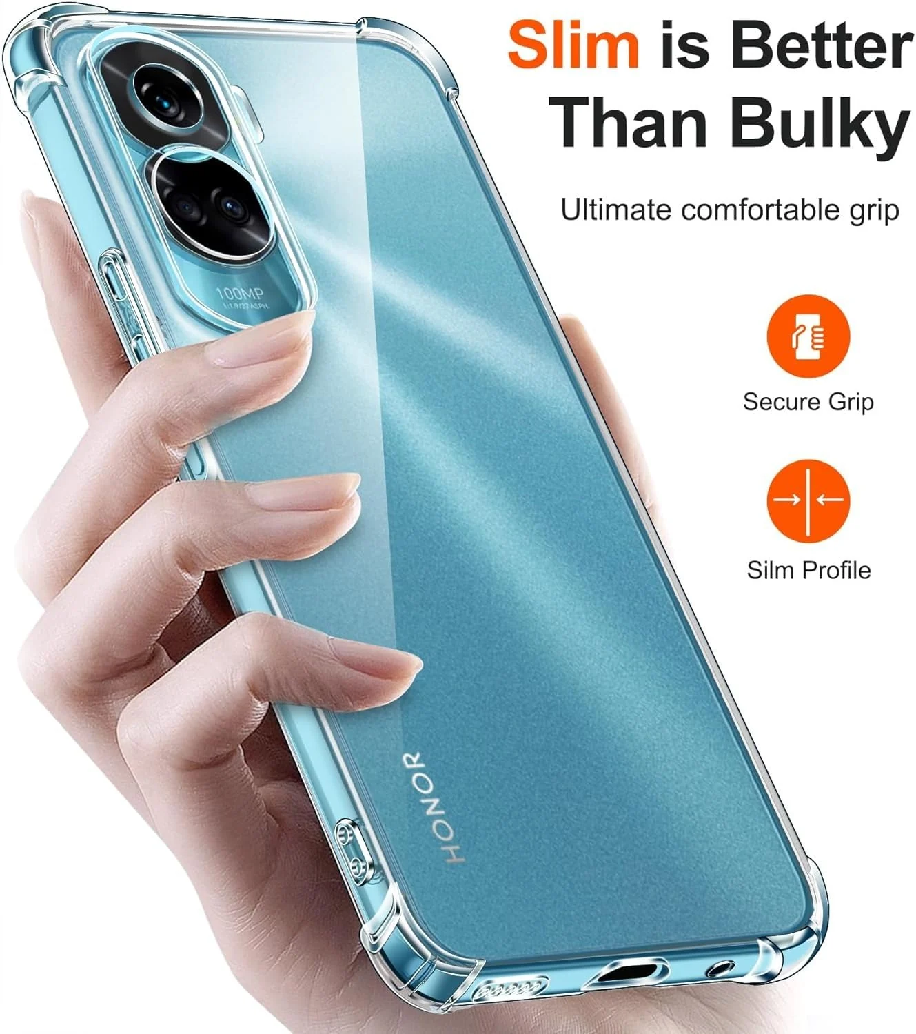 DL3 Mobilak Clear TPU Protective Case for Honor 90 Lite 5G with Camera Protection and Shockproof Design - Clear