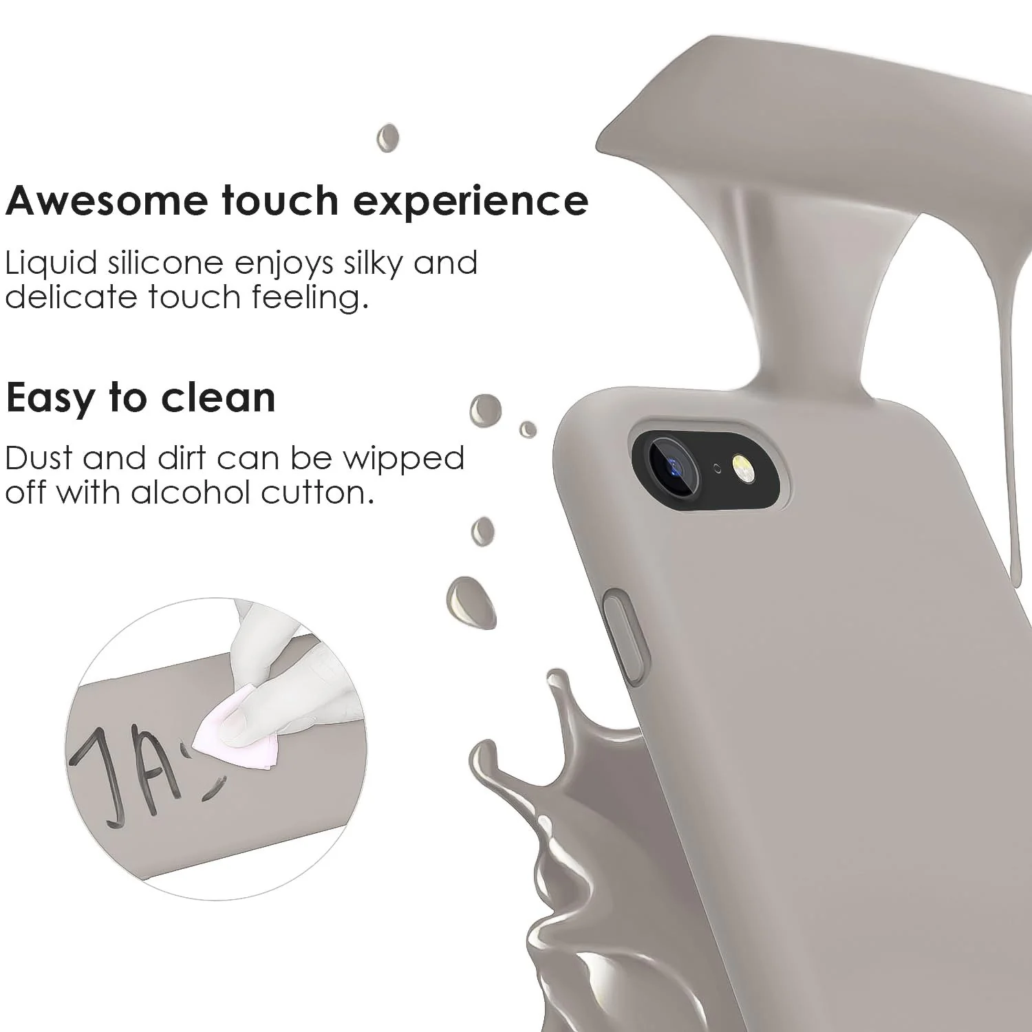 DL3 Mobilak Liquid Silicone Case for iPhone 7 / 8, Shock-absorbing protection, Scratch-resistant surface, Slim, lightweight profile - Off White