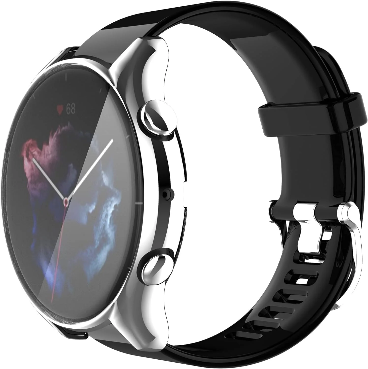 DL3 Mobilak Case Compatible with Amazfit GTR 3/3 pro Case All-Around Screen Protector Watch Soft TPU Shockproof Cover Slim Guard Thin Bumper Shell Protector - Silver