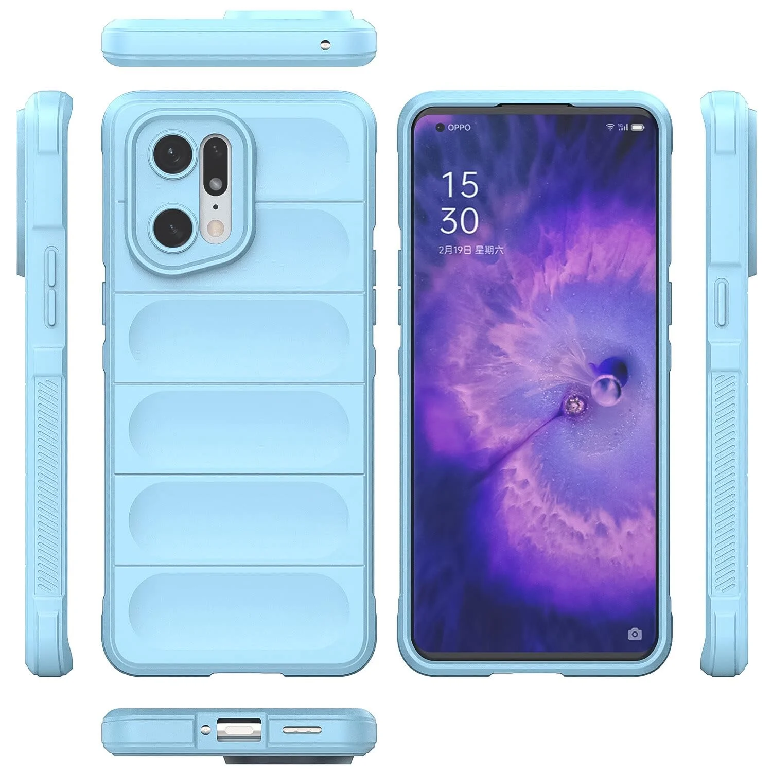 DL3 Mobilak Soft Silicone Protective Case for OPPO Find X5 with Camera Protection and Shockproof Design - Baby Blue