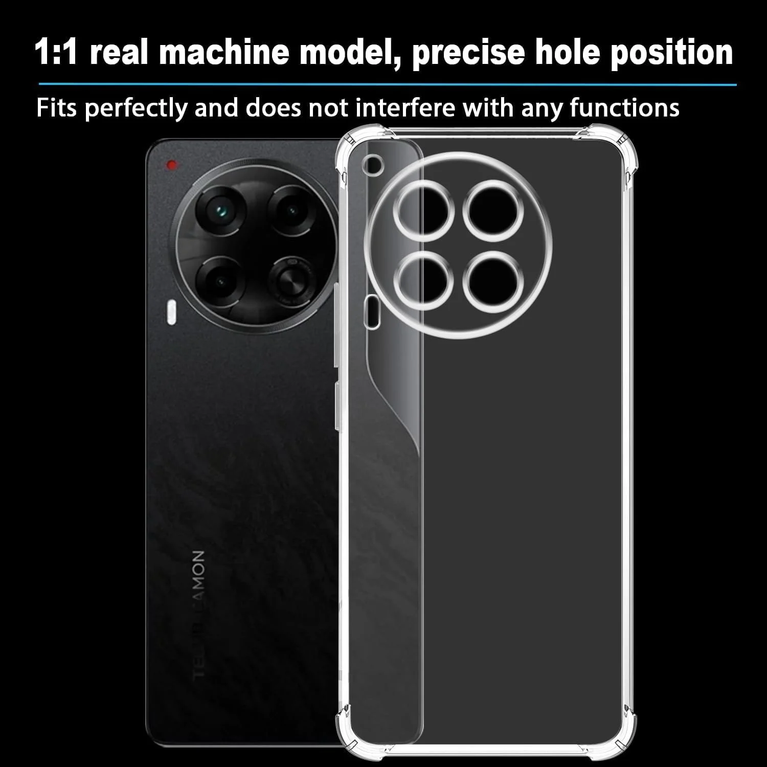 DL3 Mobilak Case Compatible with Tecno CAMON 30 4G/5G, Cover Silicone TPU Gorilla Anti-shock Protector Camera Shockproof Corners - Clear