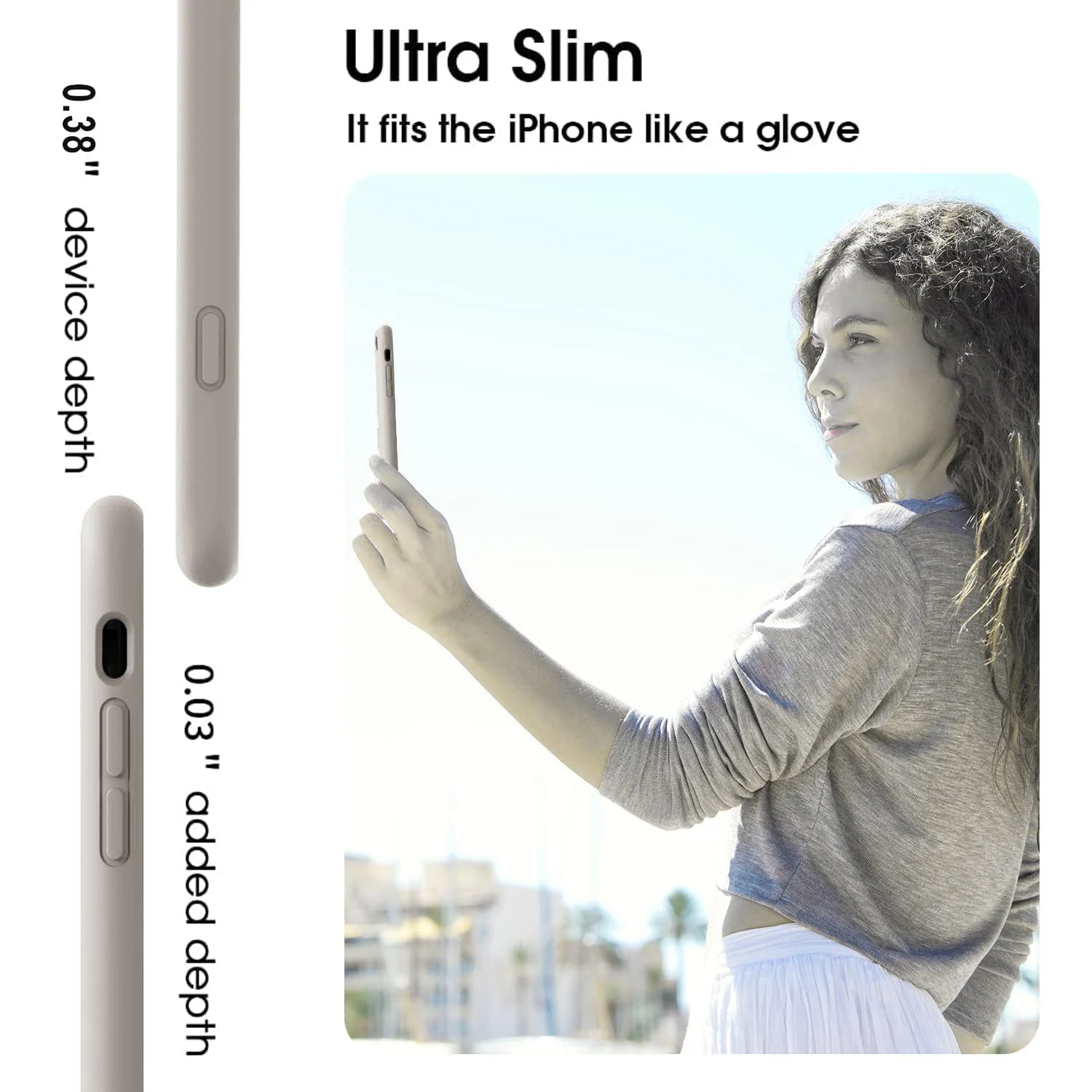 DL3 Mobilak Liquid Silicone Protective Case for iPhone 7 Plus / iPhone 8 Plus with Camera Protection and Microfiber Lining - Stone 3