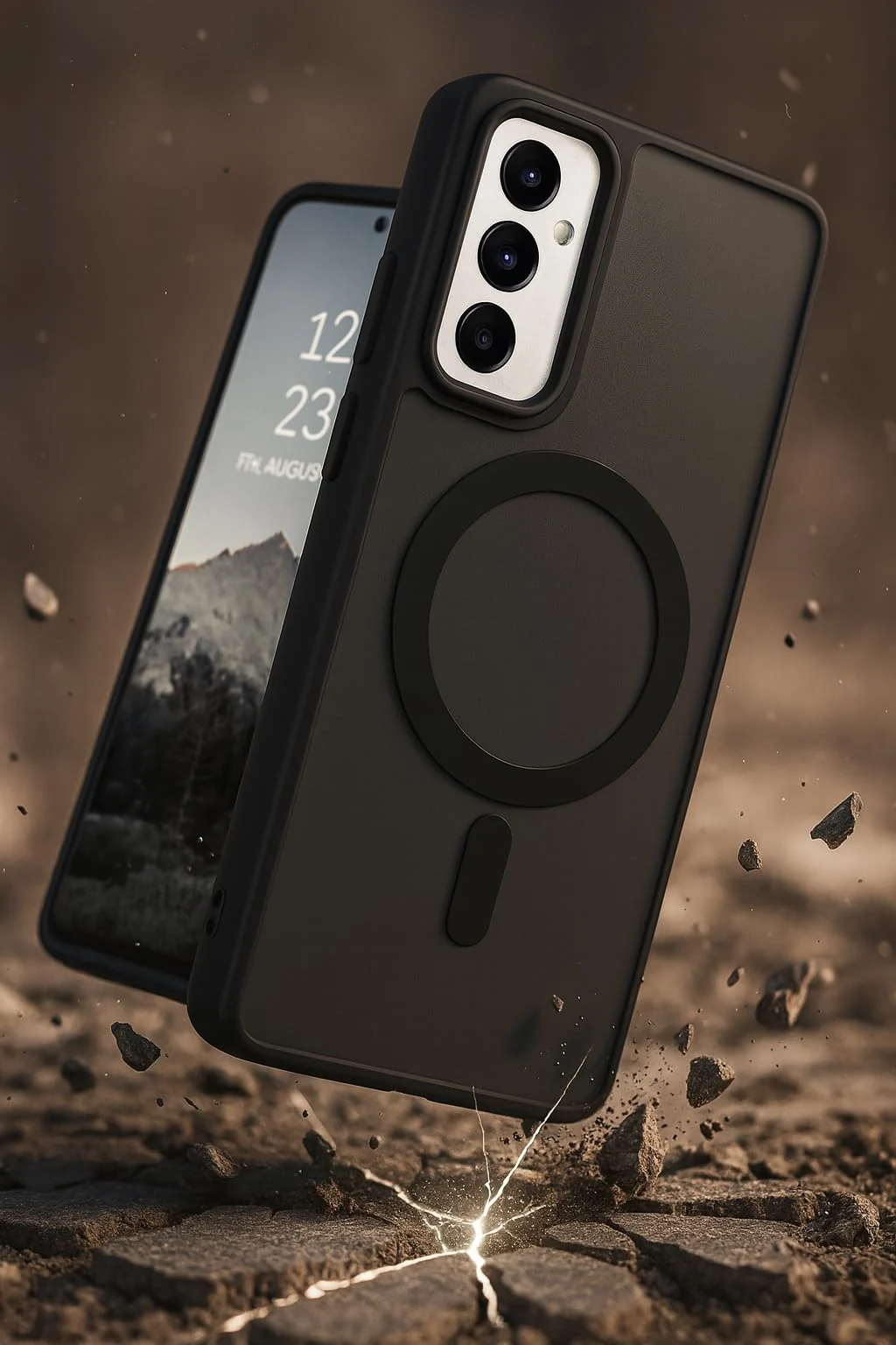 DL3 Mobilak Dl3 Mobailk Samsung Galaxy A06 Case - Slim & Lightweight Frosted Cover with Decorative Ring (Non-Magnetic, Not Compatible With MagSafe), Shockproof, Anti-Scratch, Full Protection - Black
