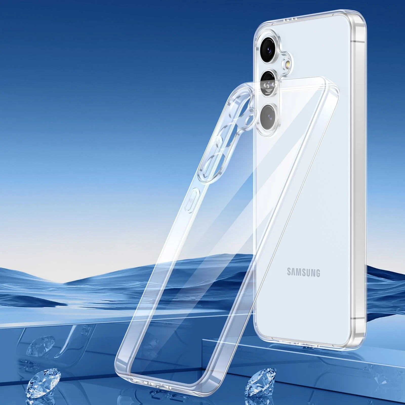 DL3 Mobilak Case Compatible with Samsung Galaxy S24 FE 5G Case Crystal Soft TPU Gel Case Flexible Silicone Anti-Scratch Camera Protection TPU Cover - Clear