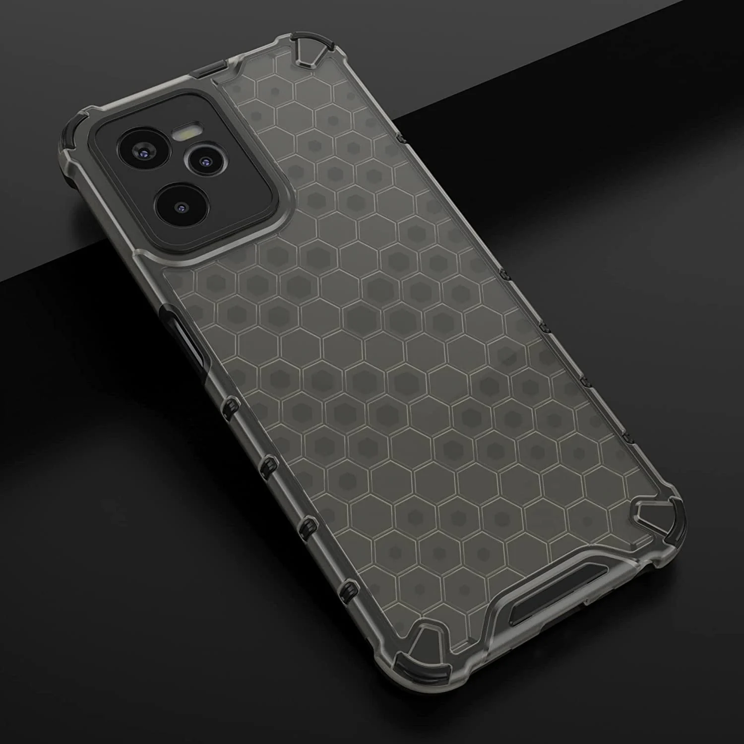 DL3 Mobilak Honeycomb Protective Case for OPPO realme C35 / Narzo 50A Prime, Shock-absorbing protection, Transparent design, Slim, lightweight profile - Black