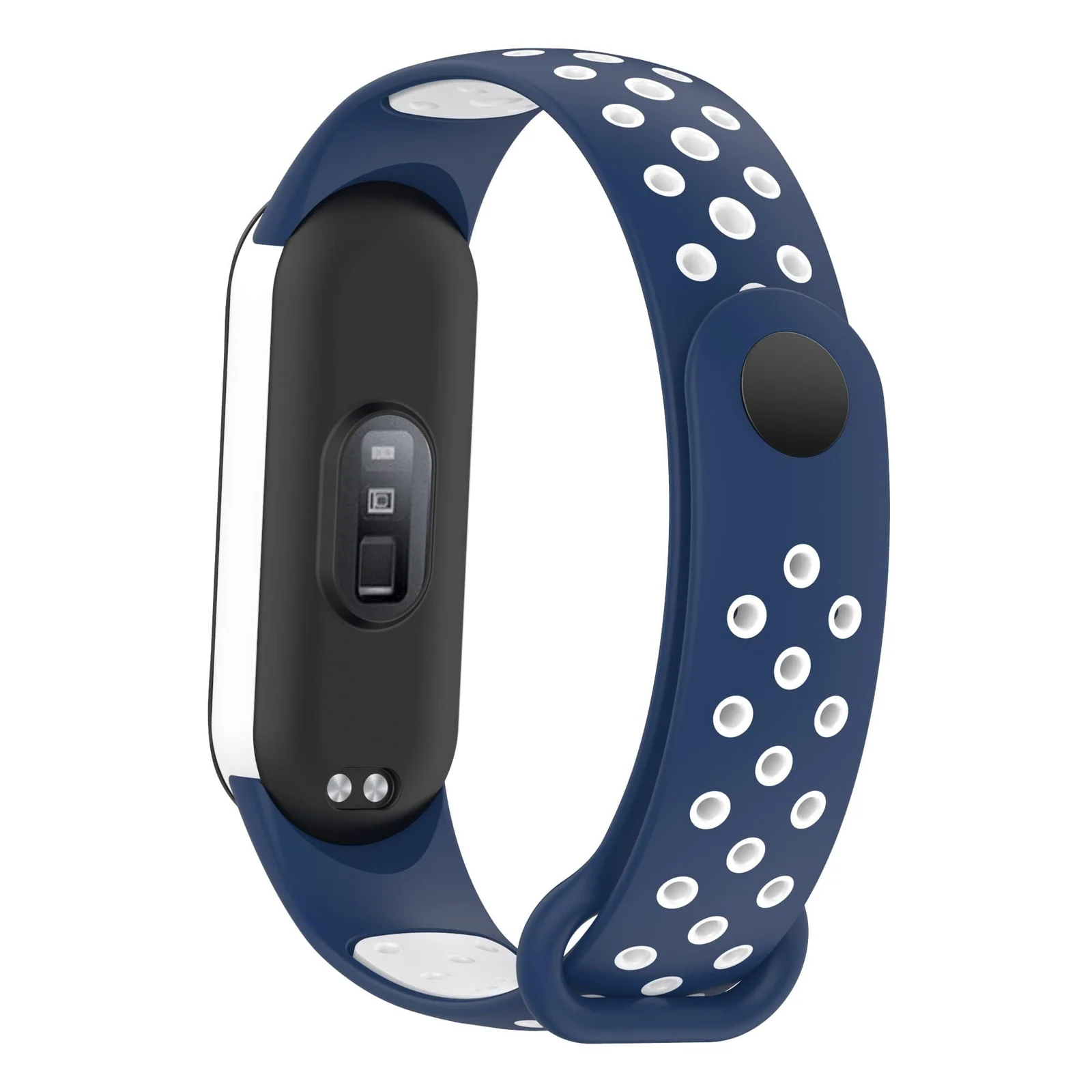 DL3 Mobilak Strap Compatible with Xiaomi Mi Band 4 / Mi Band 3, Women Men Armband, Two Colours Breathable Adjustable Soft Silicone Replacement Strap Compatible with Xiaomi Mi Band 3/4 - Blue White