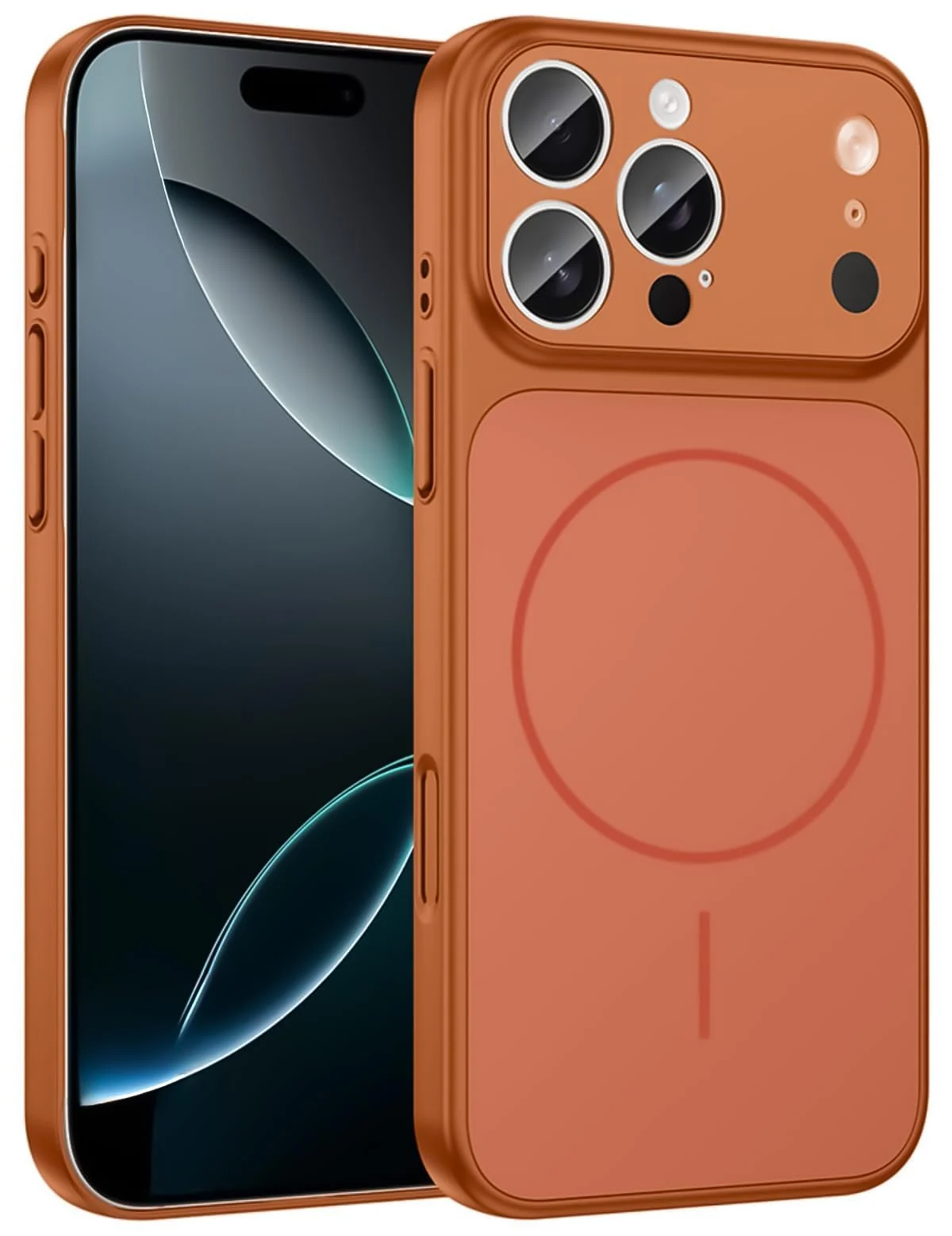 DL3 Mobilak MagSafe-Compatible Magnetic Case for iPhone 15 Pro with Camera Protection and Shockproof Design - Orange