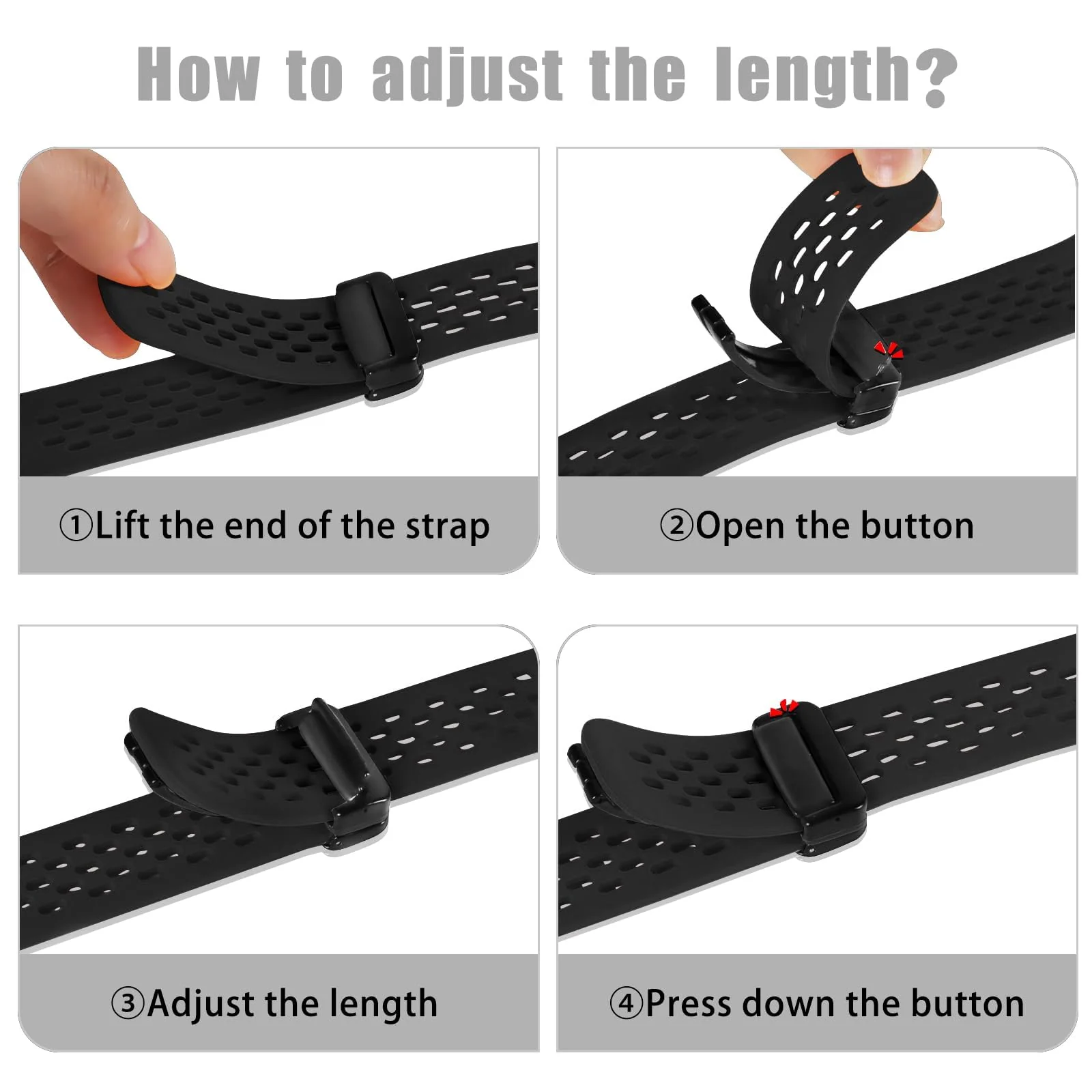 DL3 Mobilak Strap For Xiaomi Mi Band 10/9/8 Magnetic Metal Buckle Sport Silicone Breathable Strap for Men Women Band Quick Release Soft Replacment Wristband For Xiaomi Smart Band 8/9/10 - Black