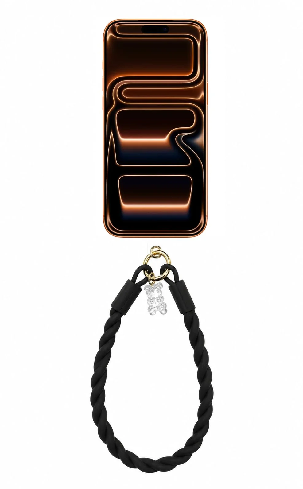 DL3 Mobilak Silicone Crystal Lanyard, 30cm Phone Wrist Strap Lanyard Keychain Office Wrist Strap with Clasp and Bear for Women Phone ID Card, Keys Strap - Black