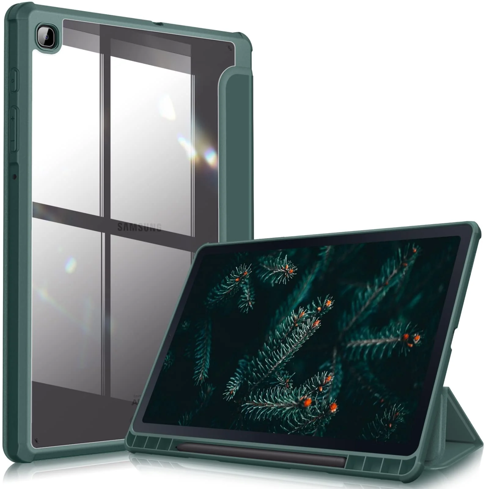 DL3 Mobilak Hybrid Slim Case for Samsung Galaxy Tab S6 Lite 10.4'' 2020 Model SM-P610 (Wi-Fi) SM-P615 (LTE) with S Pen Holder, Cover with Clear Transparent Back Shell, Auto Wake/Sleep - Green