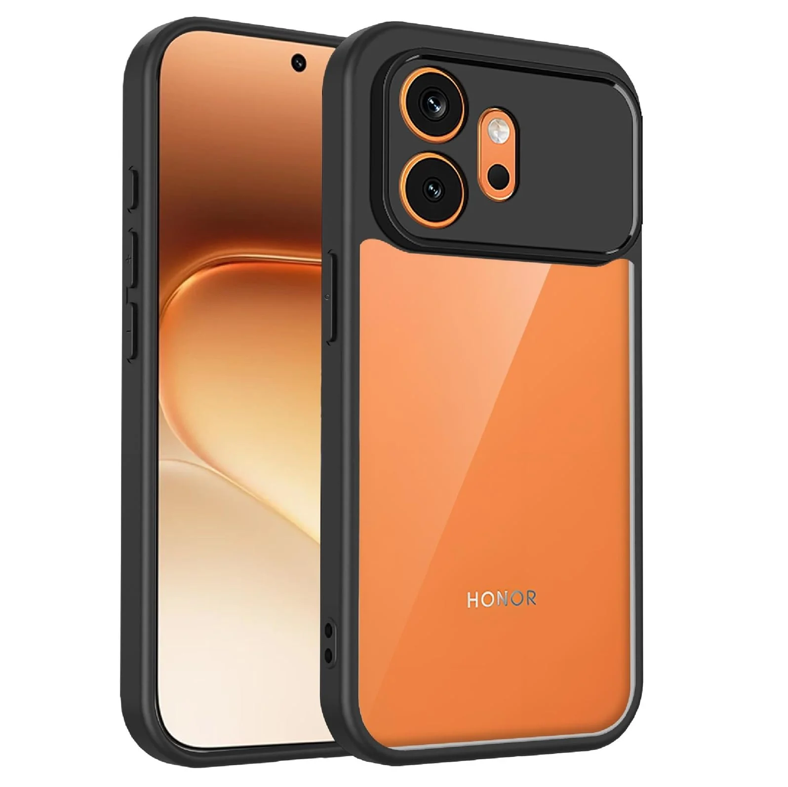 DL3 Mobilak Compatible with Honor 600 5G Case Transparent, Military-Grade Shockproof Anti-Yellowing, Slim Protective Phone Case Full Bumper Cover With Camera Protective - Black