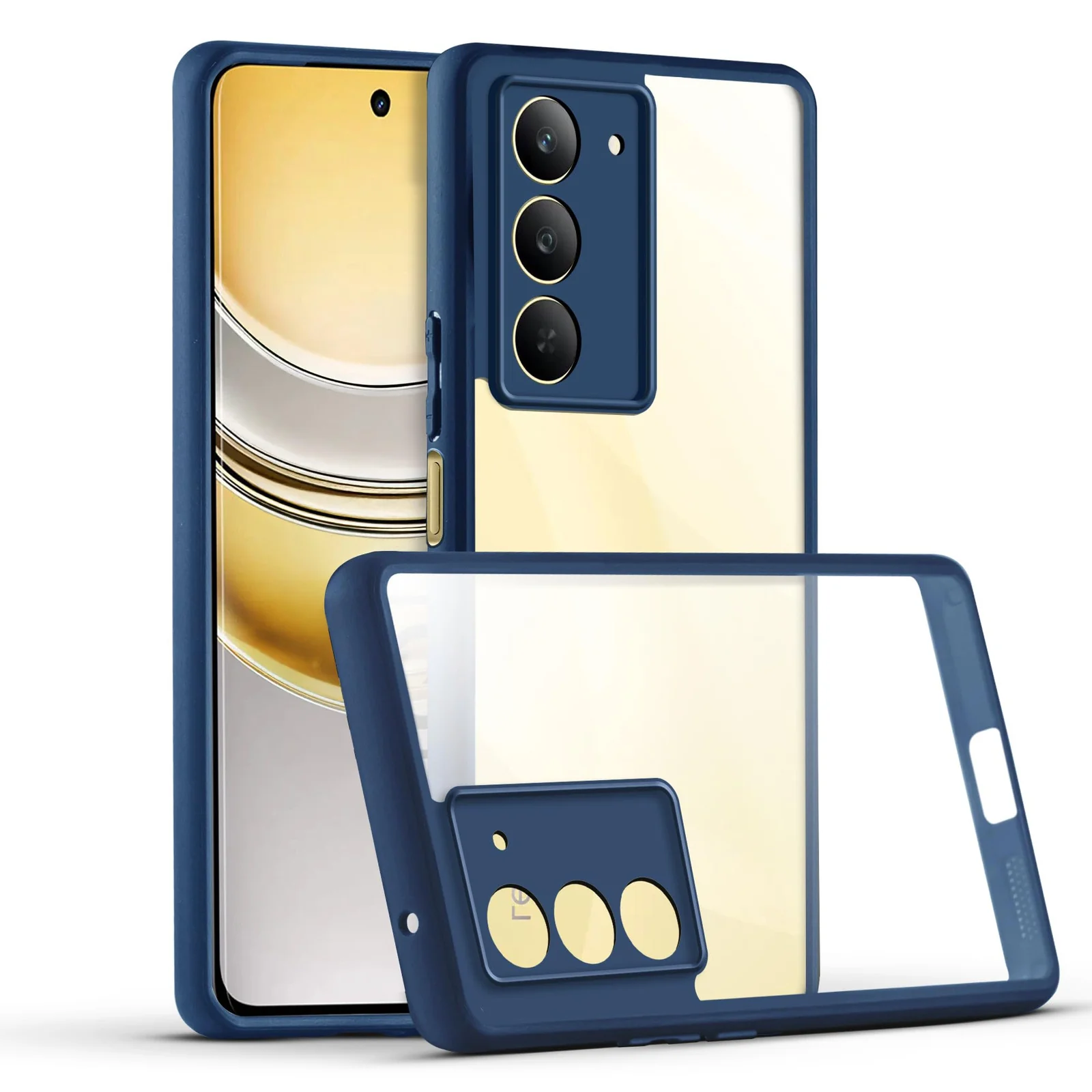 DL3 Mobilak Compatible with Vivo V30 Lite Case Transparent, Military-Grade Shockproof Anti-Yellowing, Slim Protective Phone Case Full Bumper Cover With Camera Protective - Blue