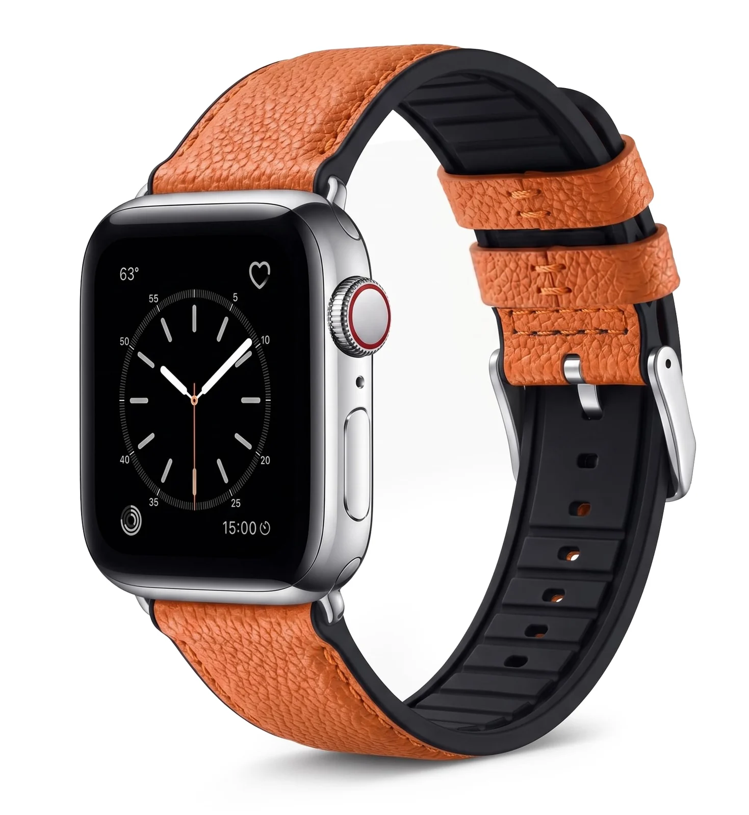 Apple Watch 49MM 46MM 45MM 44MM 42MM — DL3 Mobilak Compatible with Apple Watch Band 49mm 46mm 45mm 44mm 42mm Leather Band Replacement Strap, Soft Leather Bracelet for iWatch Series 11 10 9 8 7 6 5 4 SE SE2 Ultra 3 2 1 - A-Orange