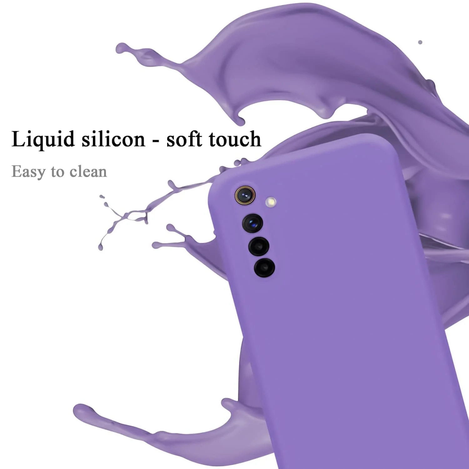 DL3 Mobilak Liquid Silicone Protective Case with Soft Microfiber Lining with Full Camera Protection for realme 6 Pro - Light Purple