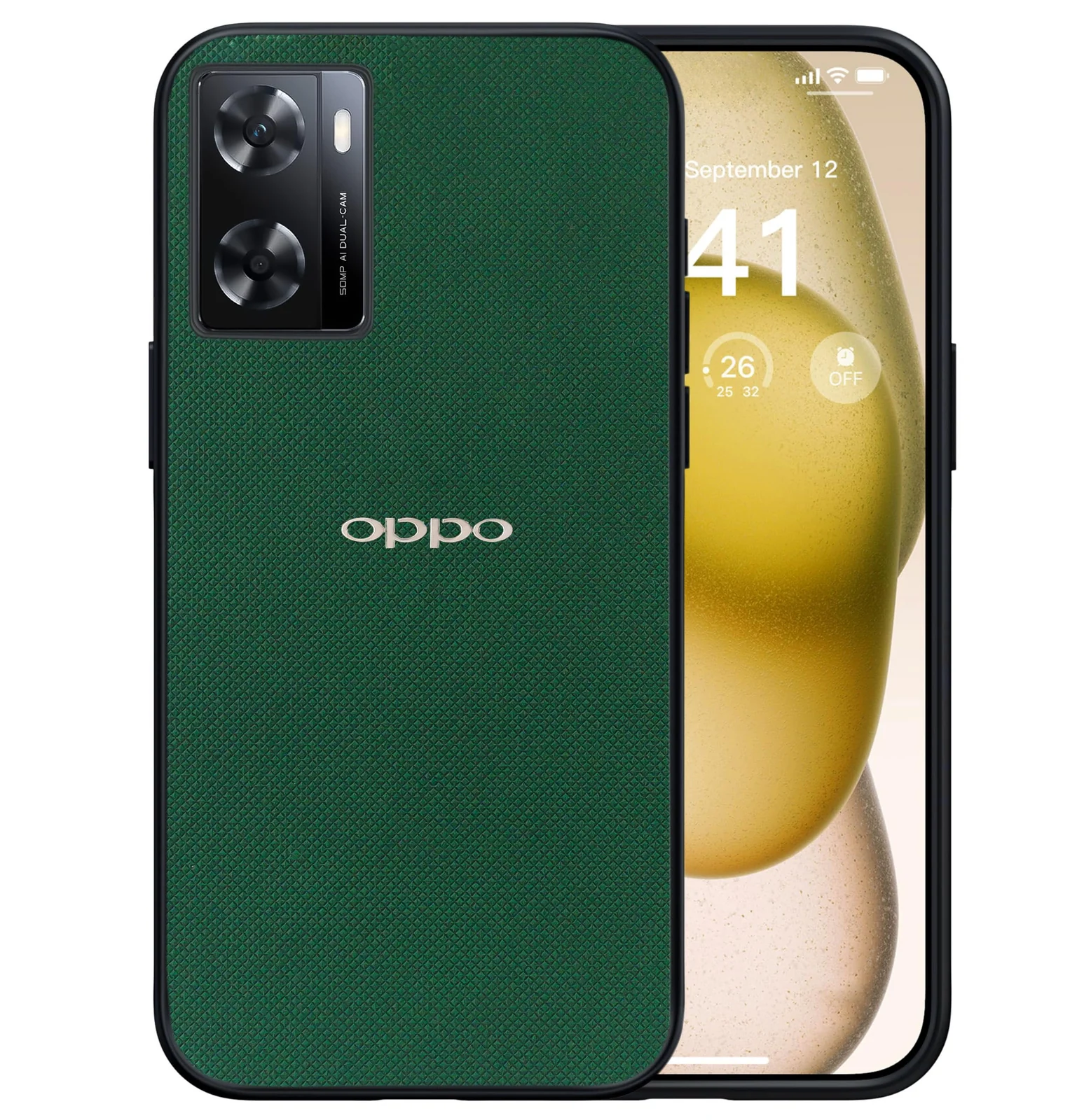 Dl3 Mobilak Compatible with OPPO A77 4G / A57 4G / A57s / A77s Case Dual Layer Heavy Duty Cell Phone Protective Cover Shockproof Rugged with Non-Slip Textured - Green