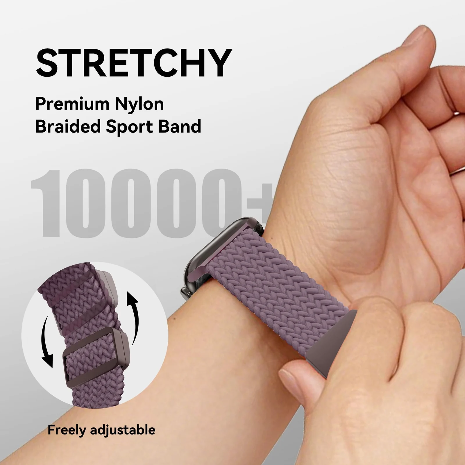 DL3 Mobilak Sport Solo Loop Compatible with Apple Watch Band 42mm 44mm 45mm 46mm 49mm for Women Men, Magnetic Strap Stretchy Braided Wristband for iWatch Series 11 10 9 8 7 6 5 4 3 Ultra 3 2 1 SE SE2 - A-Smoke Violet