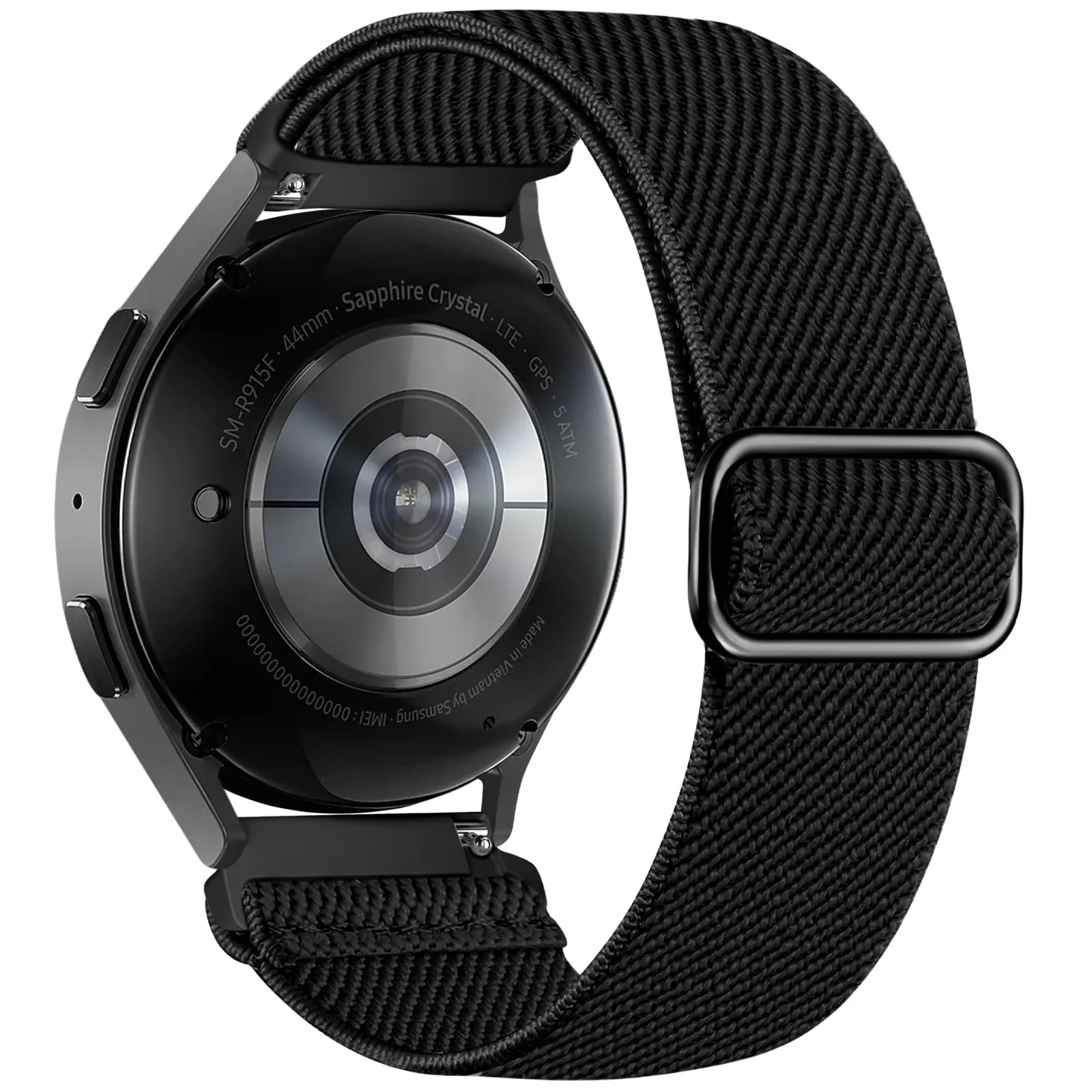 DL3 Mobilak Elastic Bands Compatible with Samsung Galaxy Watch 6 5 4 Bands 40mm 44mm/Watch 5 Pro Band 45mm/Watch 4 6 Classic Bands 42mm 43mm 46mm 47mm, Stretchy Nylon Solo Loop Strap - Black
