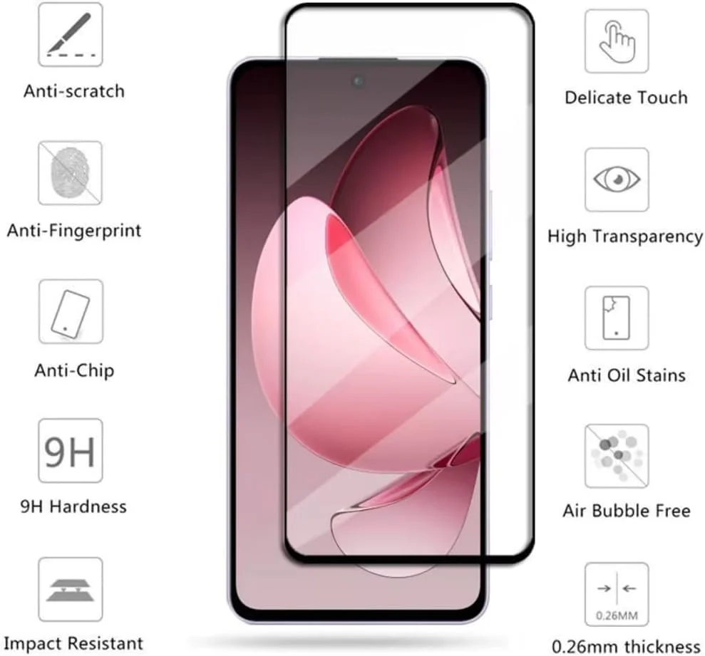 DL3 Mobilak for OPPO Reno 13F 4G Tempered Glass Screen Protector, 9H Hardness Anti-Scratch Tempered Glass flim, Case Friendly, Anti-Scratch - Clear