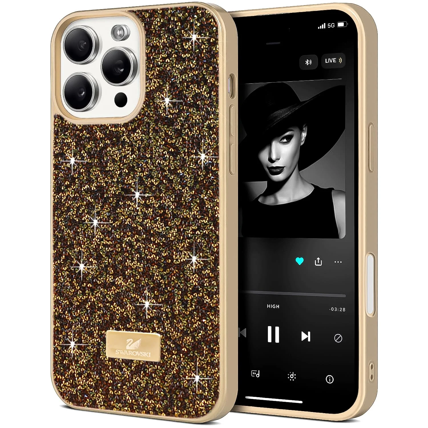 DL3 MOBILAK Case For iPhone 16 Pro 6.3-inch Case Glitter, Sparkle Diamond Crystal Bling Case with Bling, Ultra Thin Lightweight Full Body Shockproof Anti-Scratch Protective Cover