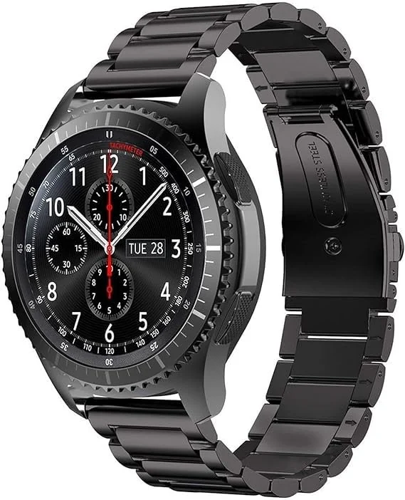 DL3 Mobilak Strap Metal 22MM Bands For Samsung galaxy watch3 45mm /galaxy 46mm/Gear S3/Huawei watch GT3 46MM/GT2E/GT2 Pro/GT GT2 46MM/Magic Watch2 46mm/Amazfit GTR 2/2e/3/3pro/4 - A.Black